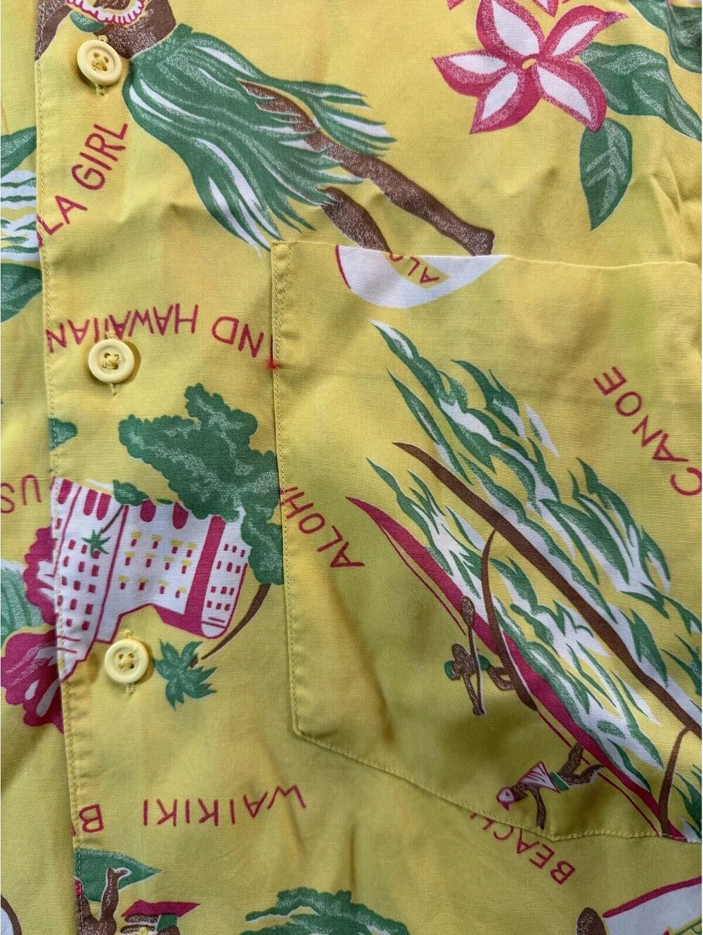 Vintage 90s Banana Republic Safari Travel Hawaiian Aloha Shirt Mens S Rayon EUC